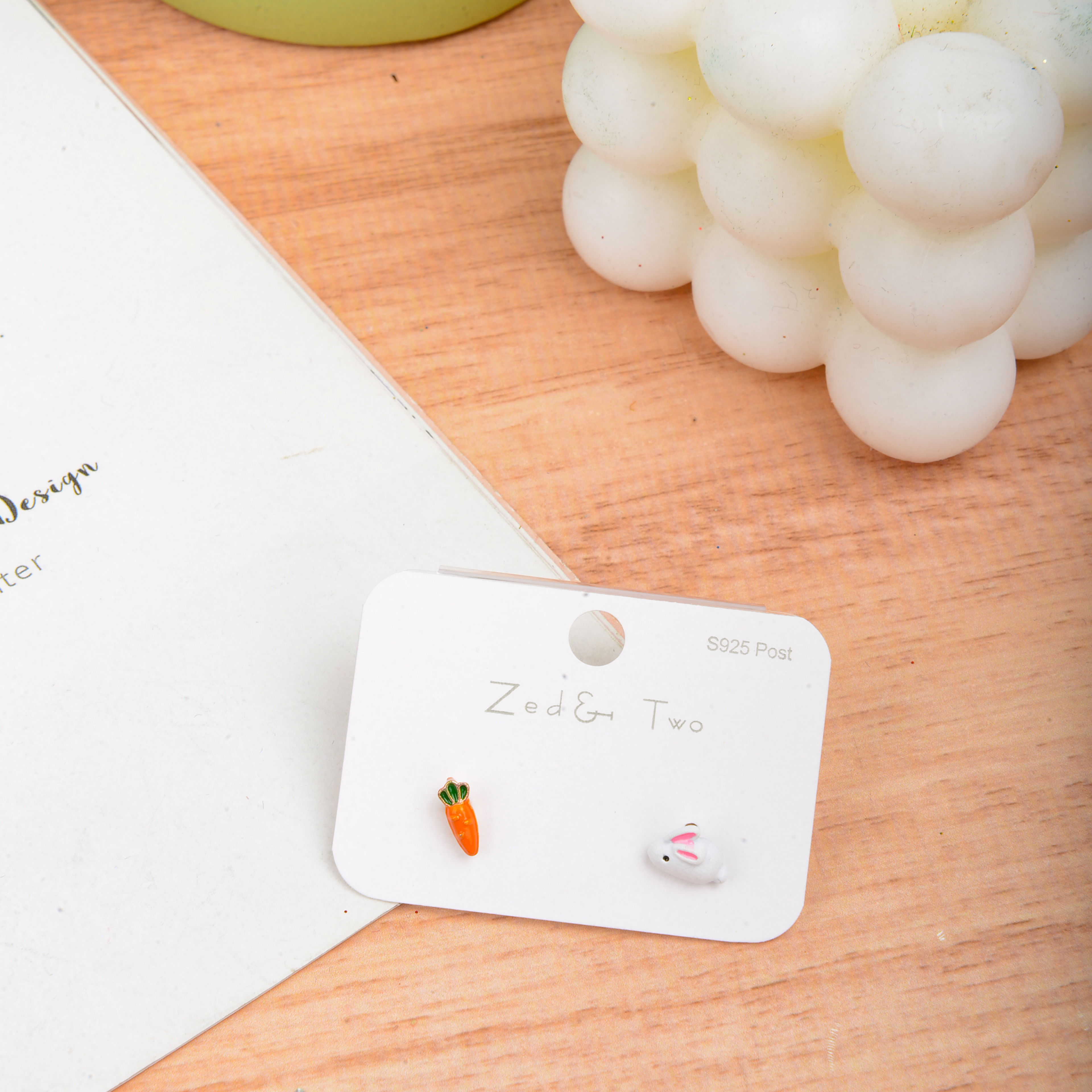 饰品耳饰流行耳钉萝卜兔小清新款