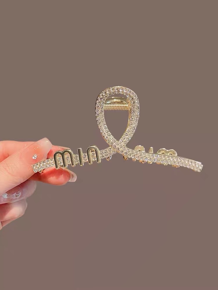 High-end water diamond claw clip, shark clip on the back of the female head, large internet-famous style hair clip, metal updo hair clip headwear Specification image