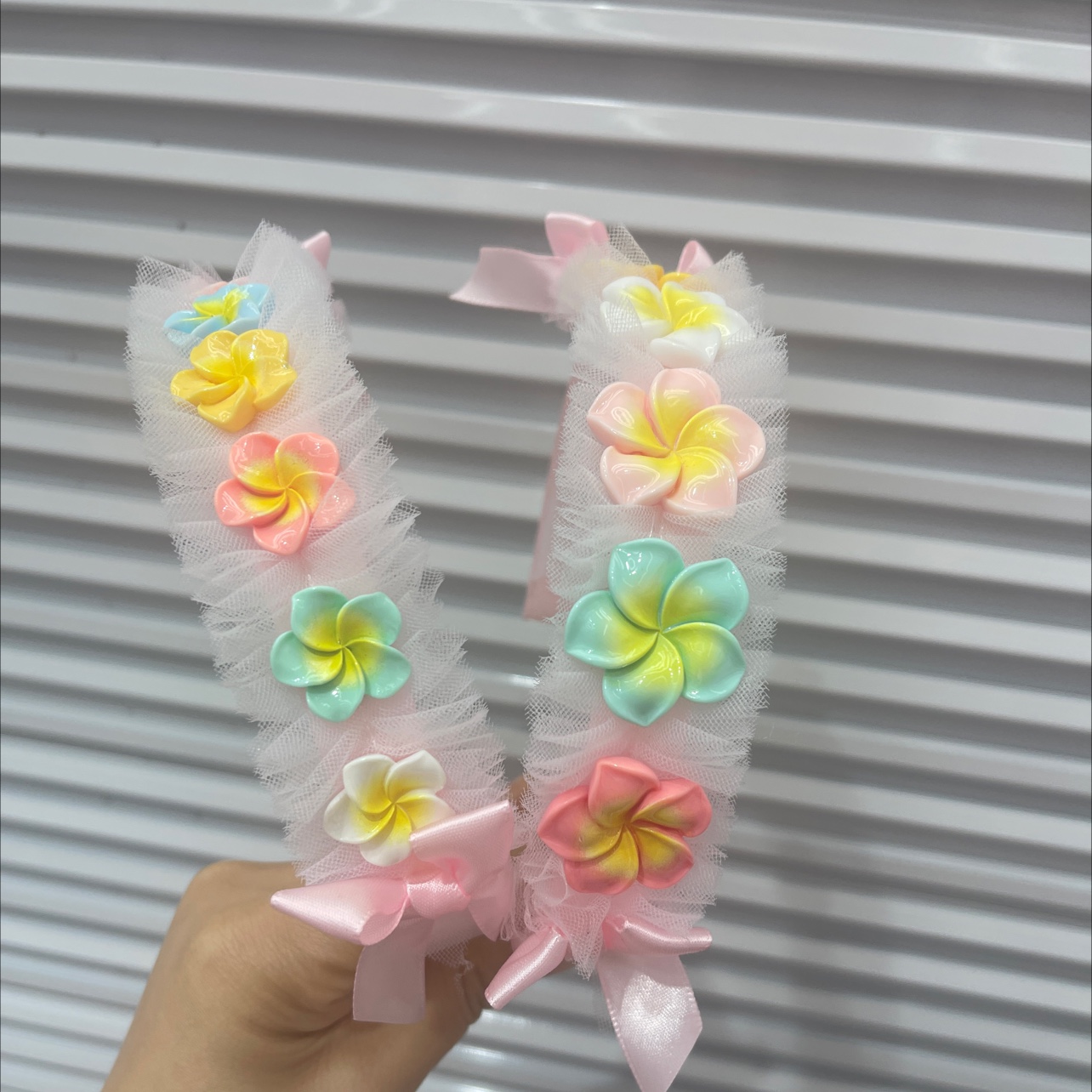 蕾丝花边七彩花朵头扣