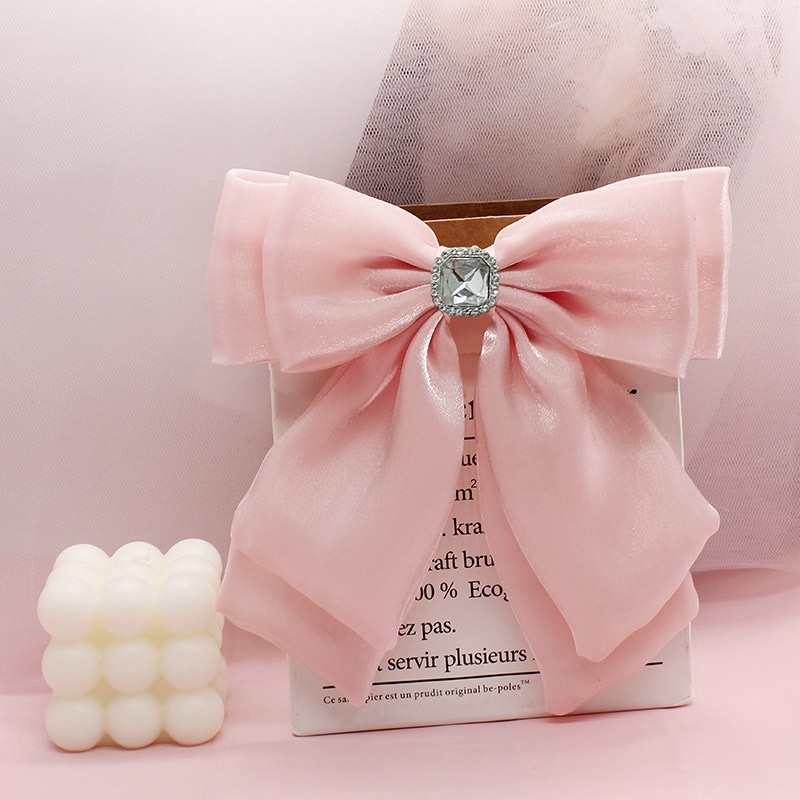 Mesh bow brooch, Chanel-style French retro diagonal bow tie, women's double-layer black versatile clothing accessory