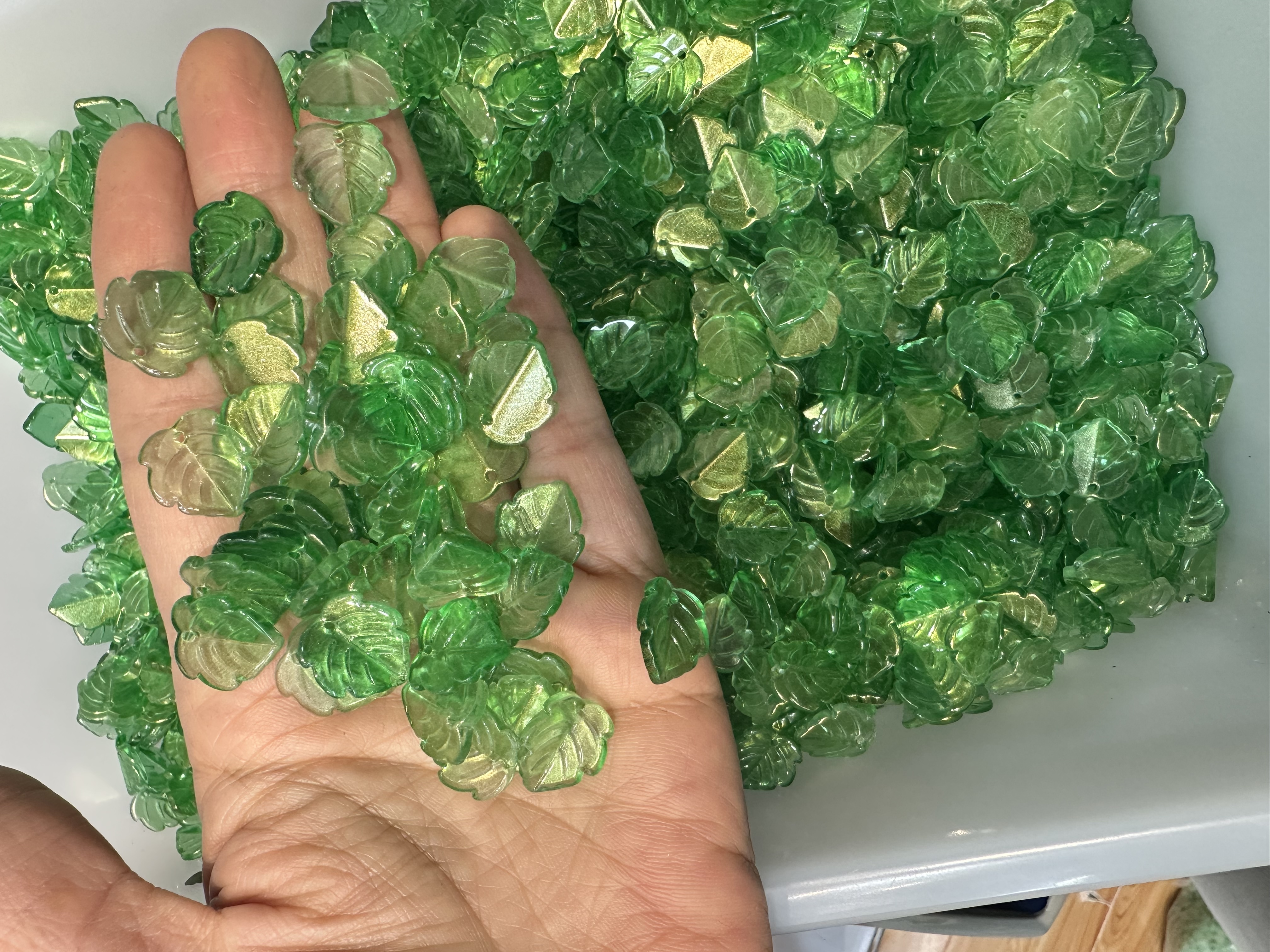 琉璃花瓣15*直孔小枫叶新品DIY古风发簪饰品配件材料 
