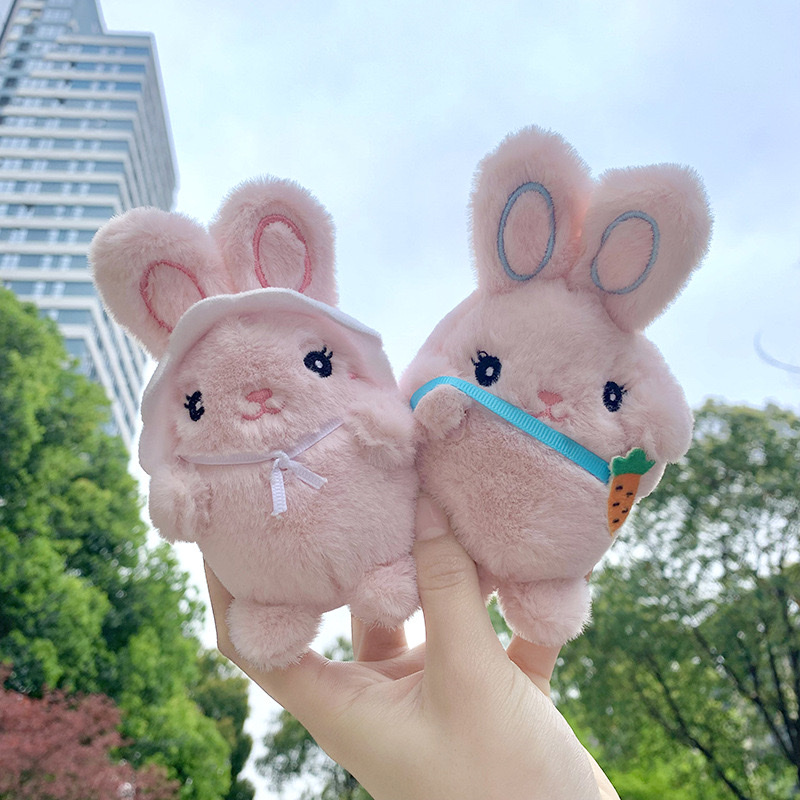Cute pink rabbit plush children's toy couple keychain pendant girlfriends car backpack cute accessories
