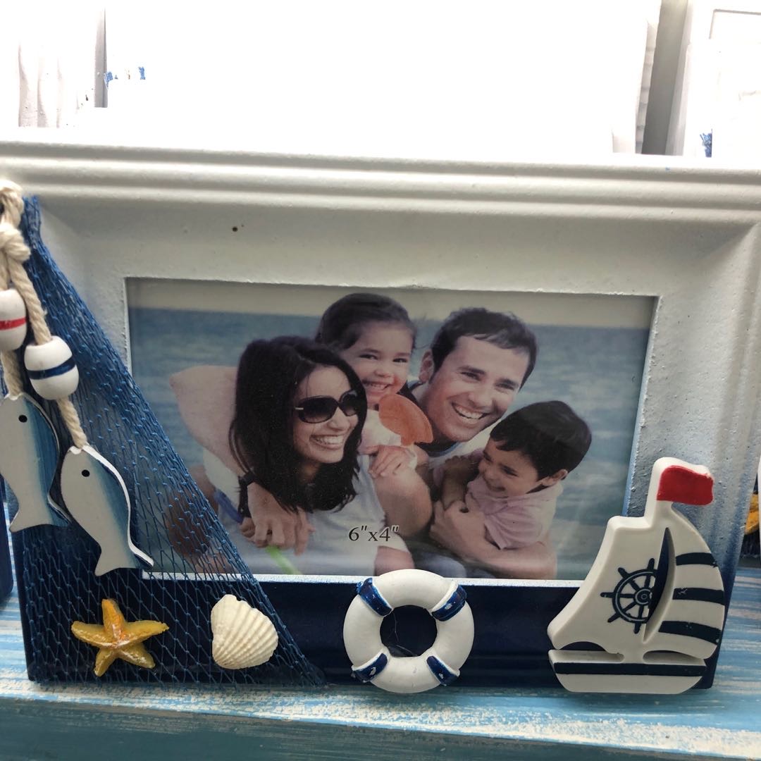 Light Tower Mediterranean Style Swing Picture Frame Decoration Creative Boat Frame Sea Wind Wooden Sailboat Swing Table Decorative Photo Frame Item Picture
