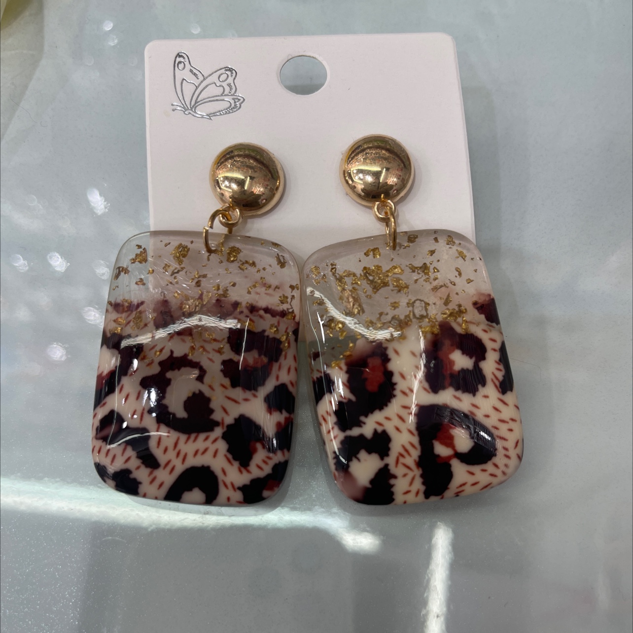 金铂豹纹耳环