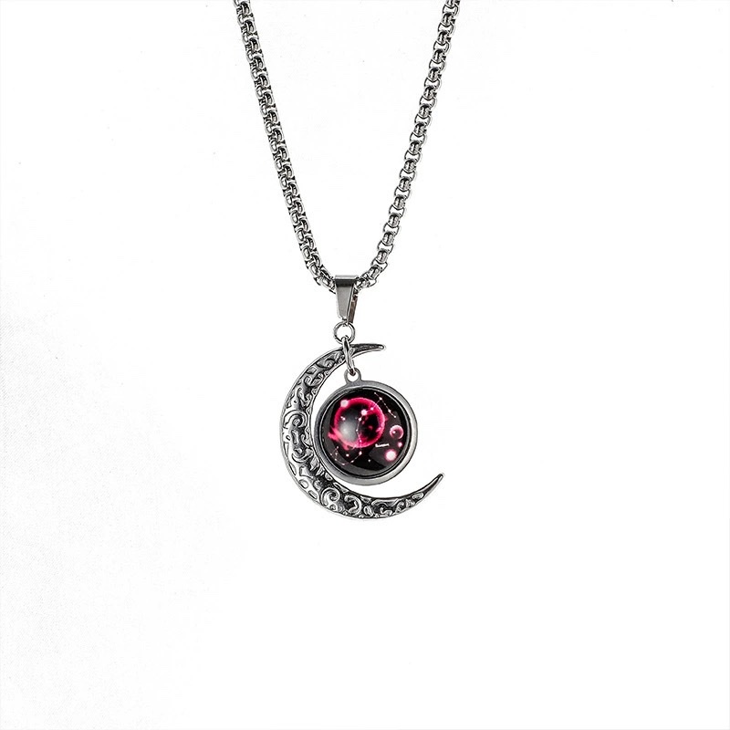 十二星座夜光吊坠钛钢项链男女网红挂件设计感小众毛衣链配饰锁骨