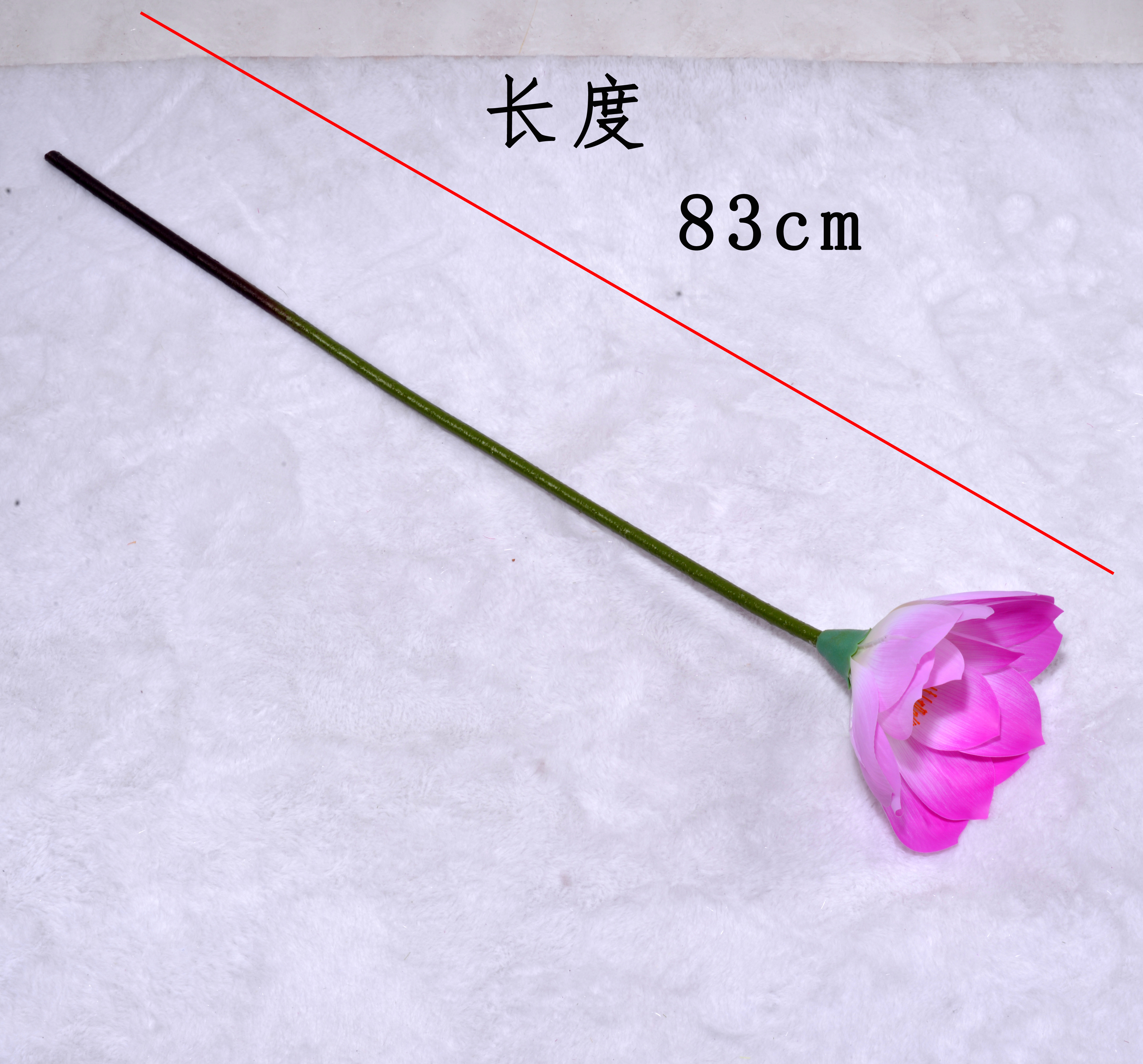 soul show单头胶片荷花，长度83cm，单头荷花（展开直径24cm），胶片材料，内有花芯（直径4cm），枝干过胶详情2