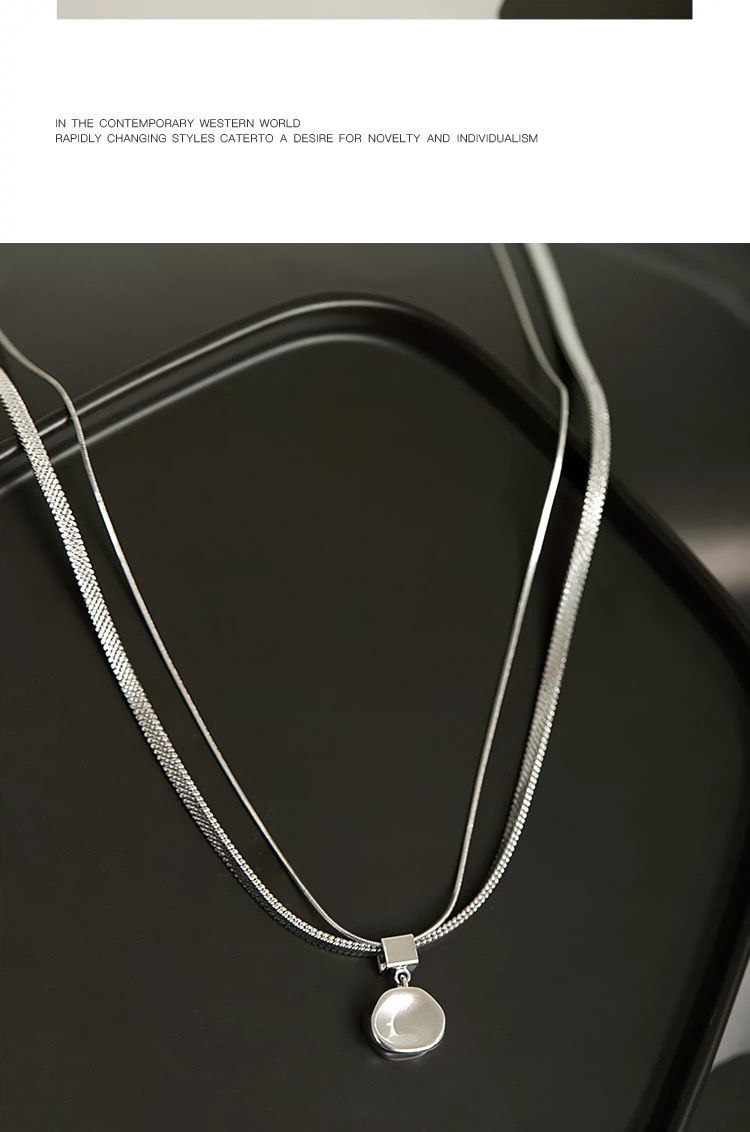 双层叠戴项链女小众设计欧美金属颈链冷淡风百搭锁骨链