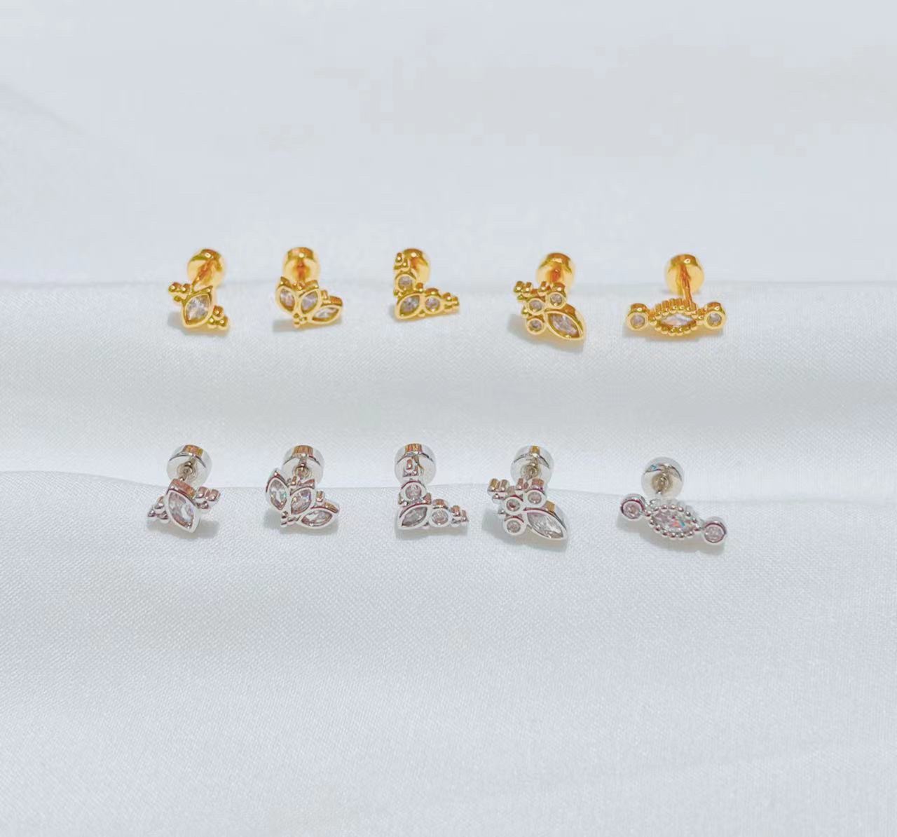 Copper Inlaid Zircon Stainless Steel Earrings For Women