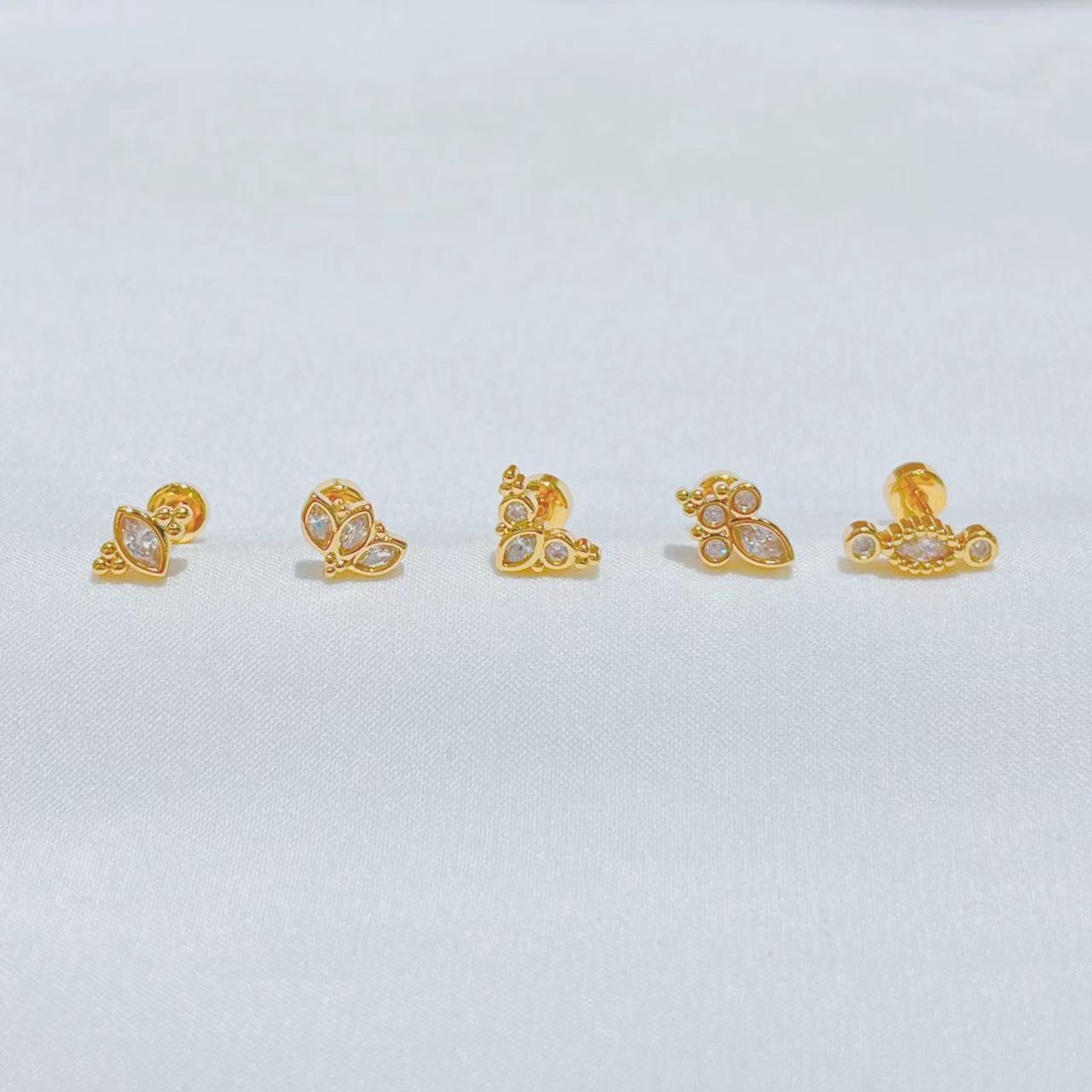 Copper Inlaid Zircon Stainless Steel Earrings For Women details Picture