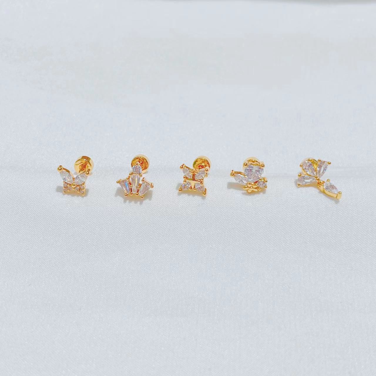 Exquisite Multi-Piece Micro Copper And Stainless Steel Zircon Earrings details Picture