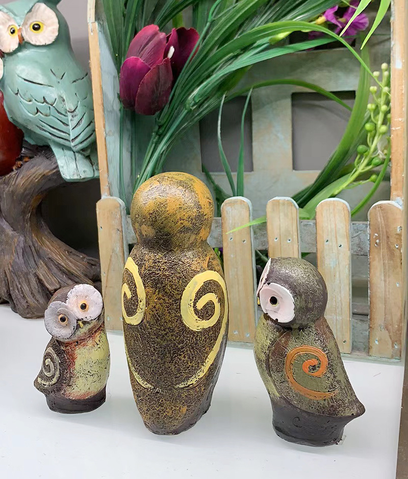 新款跨境猫头鹰摆花园件创意家居庭院摆设书房卧室树脂工艺品批发 工艺品厂家直销白底实物图