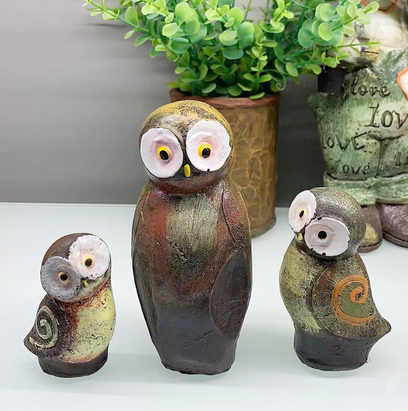 新款跨境猫头鹰摆花园件创意家居庭院摆设书房卧室树脂工艺品批发 工艺品厂家直销详情图3