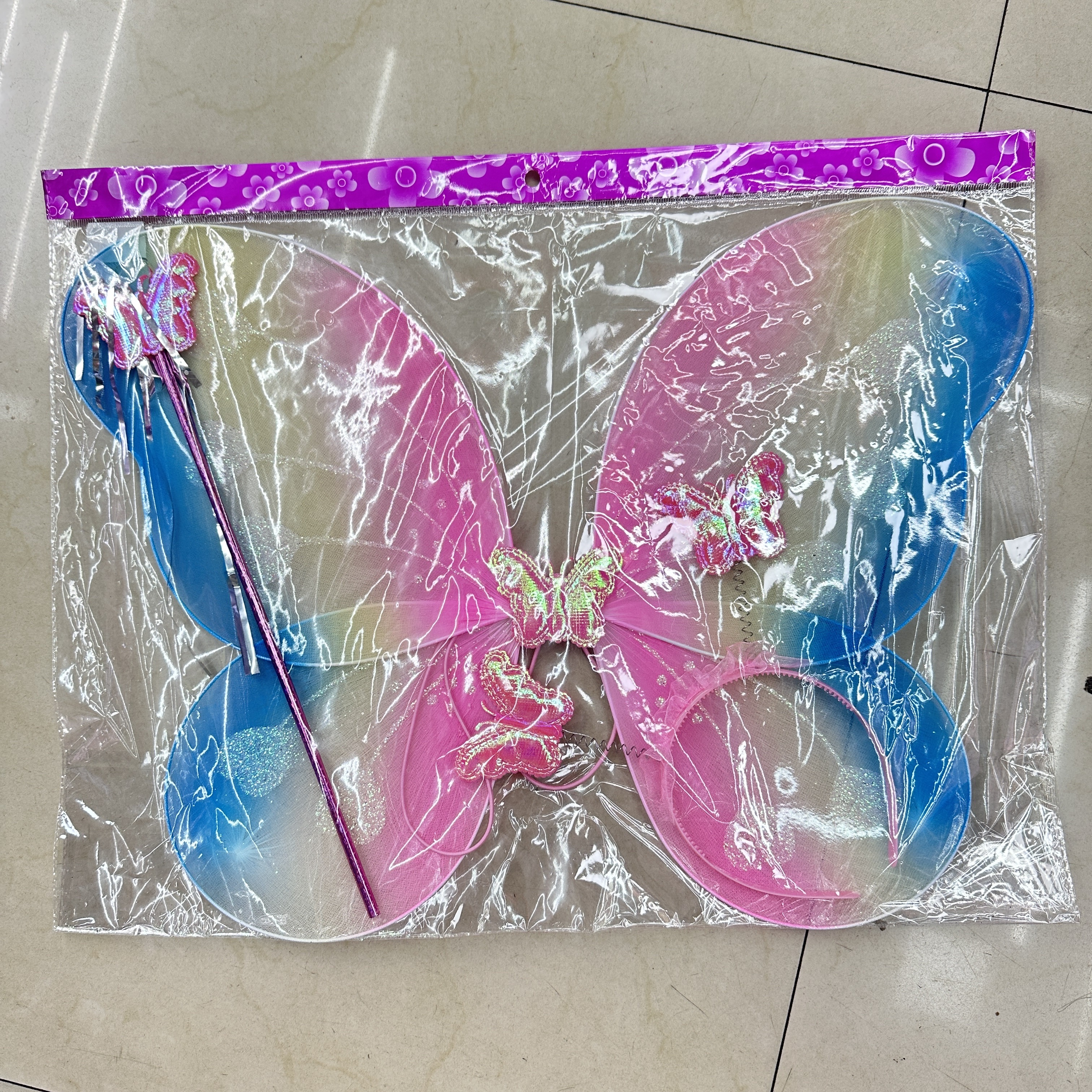 彩色蝴蝶翅膀三件套玩具