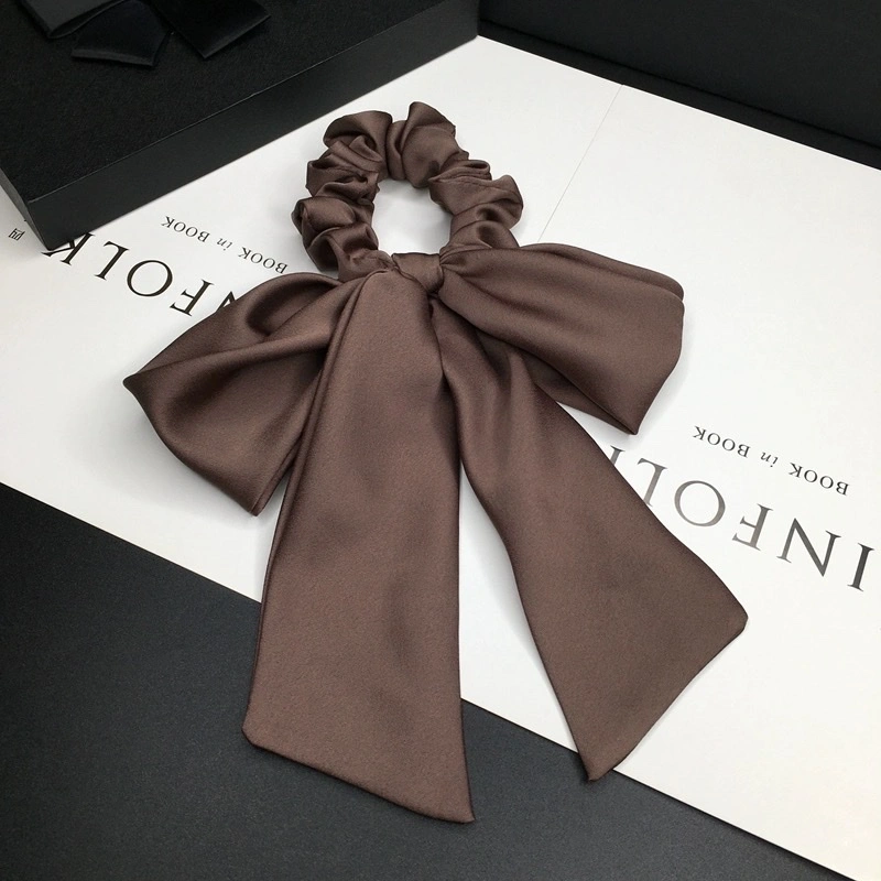 French ribbon hair tie, high-end hair band, satin fabric bow hair tie, simple and versatile Japanese and Korean solid color headwear detail image 2