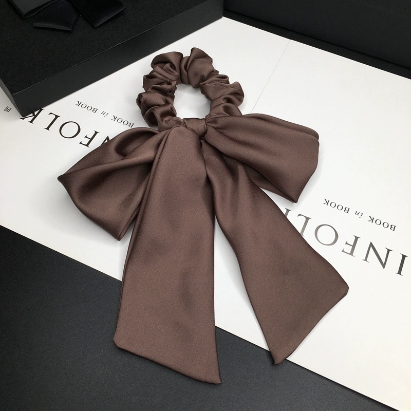 French ribbon hair tie, high-end hair band, satin fabric bow hair tie, simple and versatile Japanese and Korean solid color headwear Item Picture