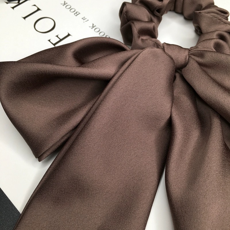 French ribbon hair tie, high-end hair band, satin fabric bow hair tie, simple and versatile Japanese and Korean solid color headwear detail image 4