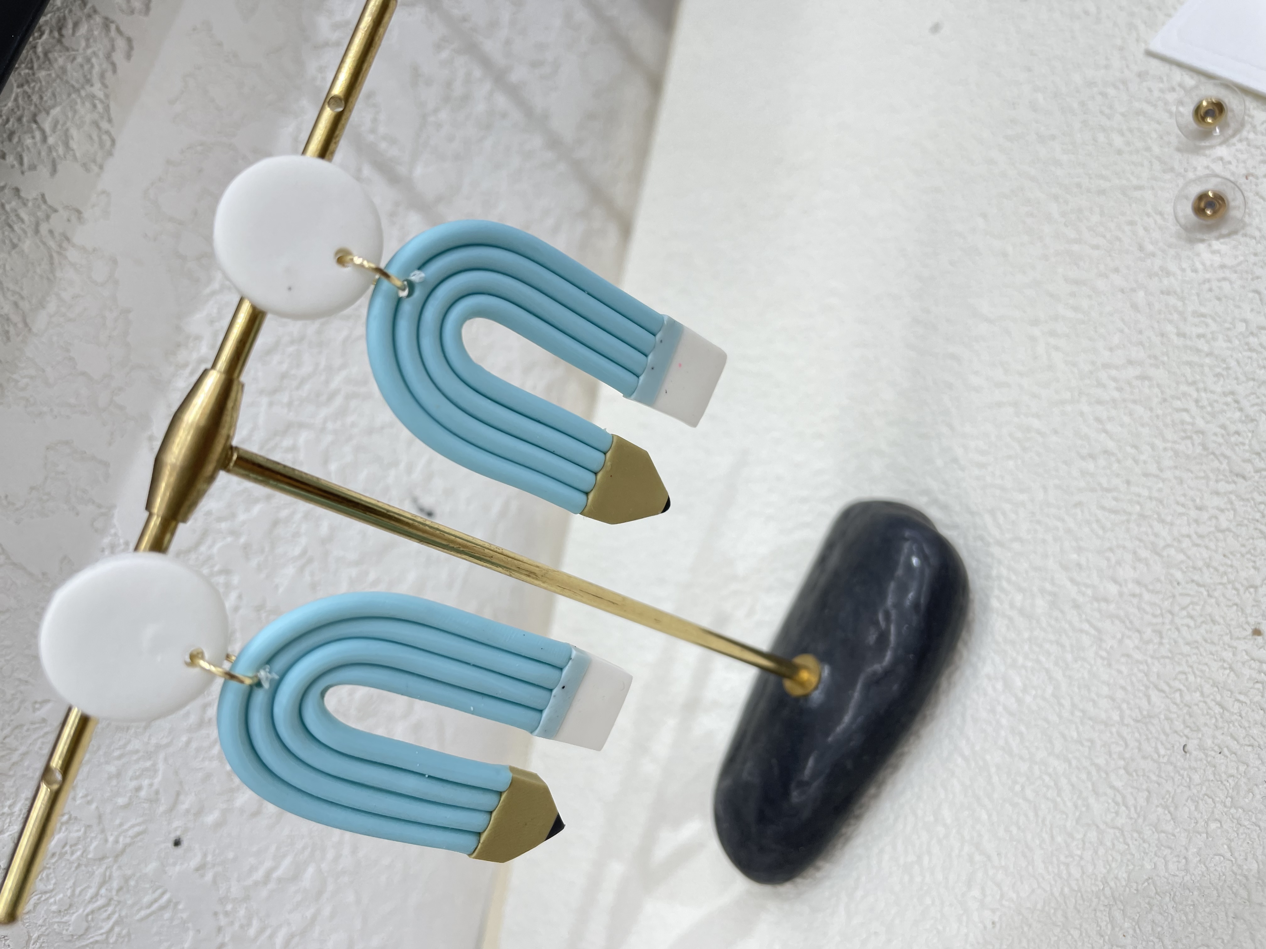 2024欧美跨境时尚新品手工软陶耳环聚合物粘土耳钉 