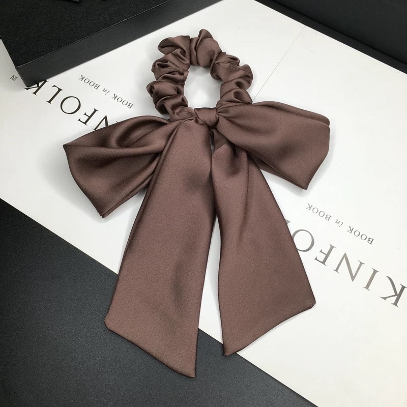 法式飘带发绳高级感发圈缎面布艺蝴蝶结头绳日韩纯色简约百搭头饰