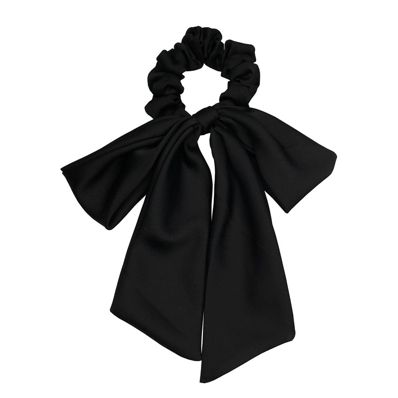 French ribbon hair tie, high-end hair band, satin fabric bow hair tie, simple and versatile Japanese and Korean solid color headwear details Picture