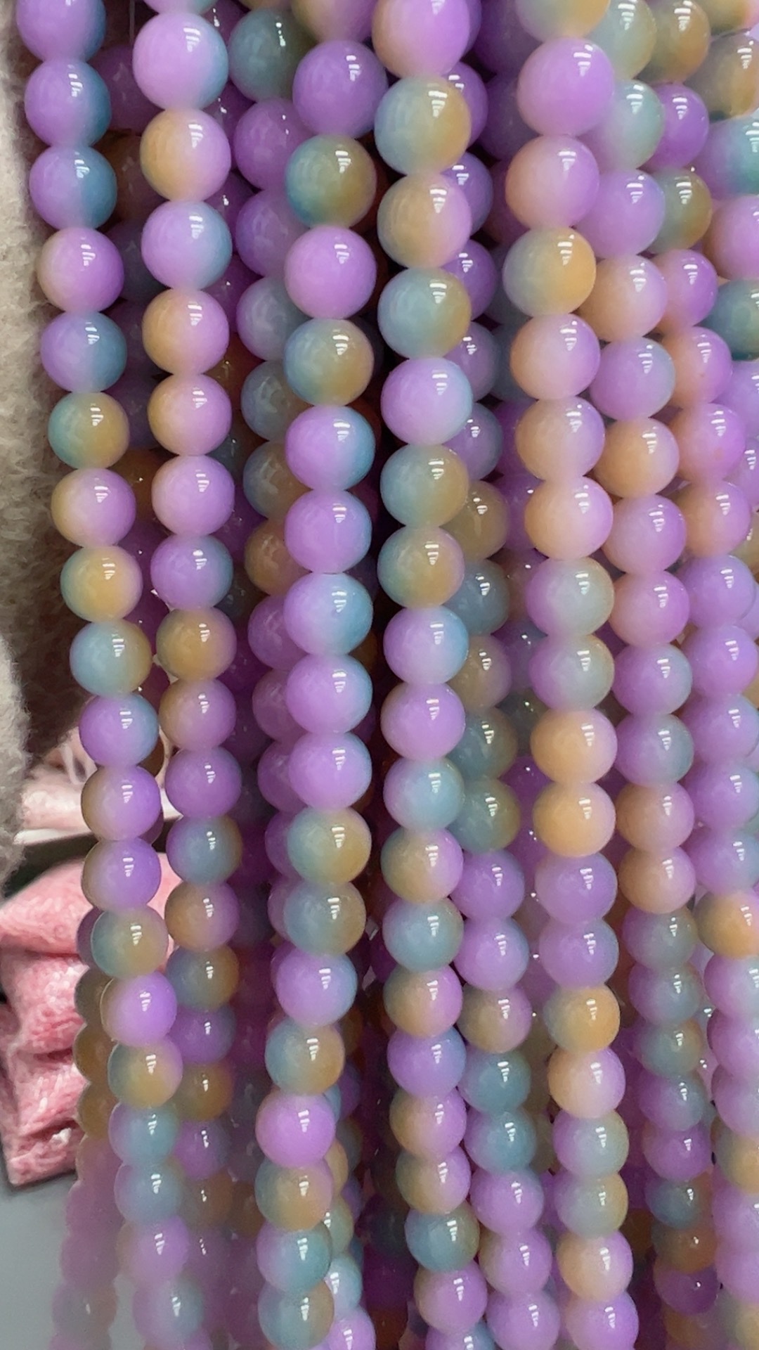 卡10mm渐变双色琉璃珠圆珠材料DIY手工串珠饰品配件项链手链散珠产品图