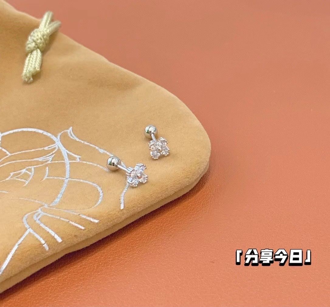 925银微镶螺丝耳钉系列