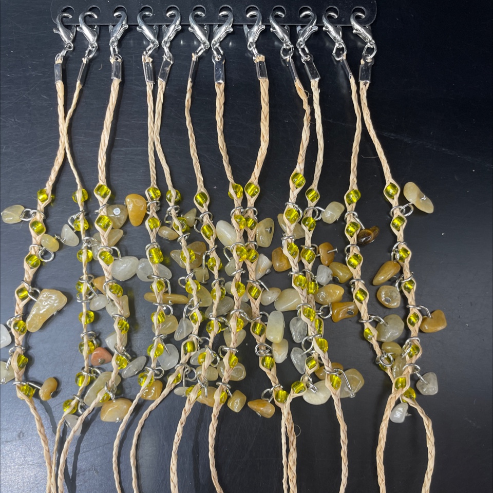 幸运草扣黄玉碎石手链