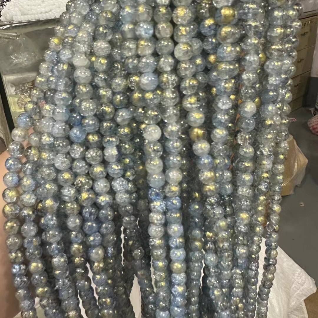 Glass jade broken gold scattered beads, retro handcrafted diy bracelet, glass ice-cracked round beads, bead jewelry accessories, loose bead necklace jewelry accessories wholesale detail image 2