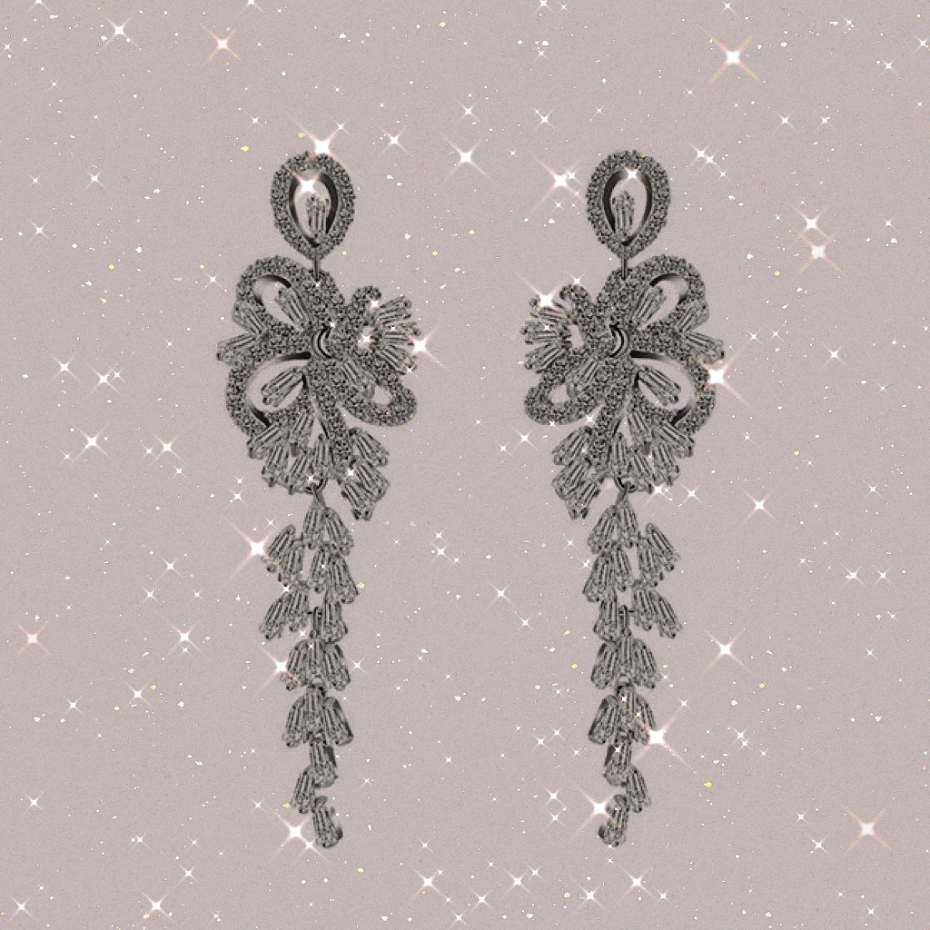 New product on the market! Super value five-pointed star bread earrings, a two-in-one design of ear thread and stud, fashionable and practical. Free gifts are waiting for you to claim! Versatile and elegant fringed bride earrings, long style detail image 3