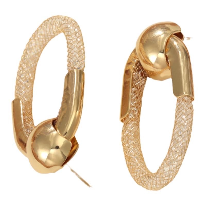 跨境热销椭圆耳圈半镂空金色耳钉设计感简约时尚质感圆形耳饰耳坠亚马逊爆款穿刺饰品白底实物图