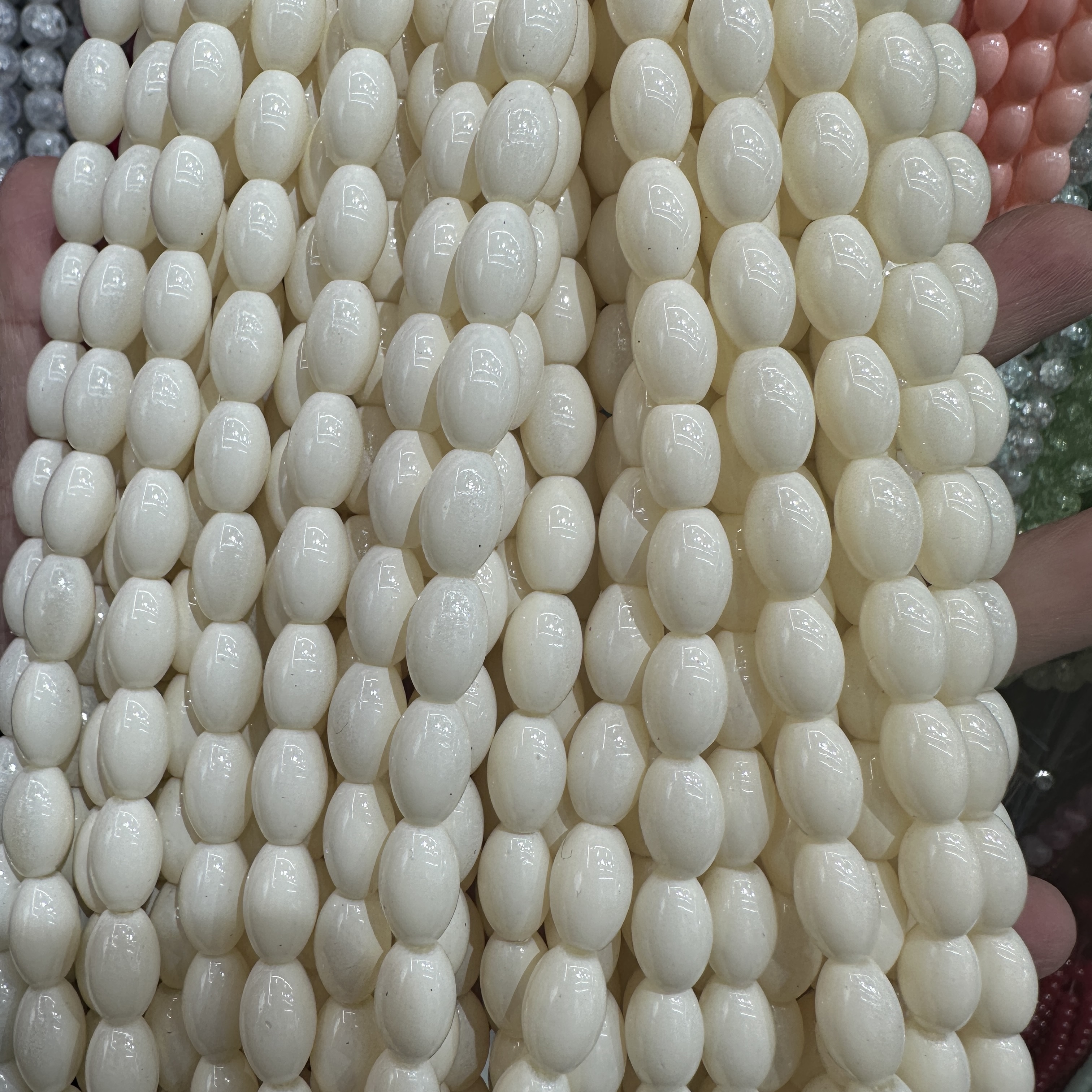 New 8×11mm rice bead glass imitation jade bead handcrafted diy bracelet necklace accessory material wholesale loose beads