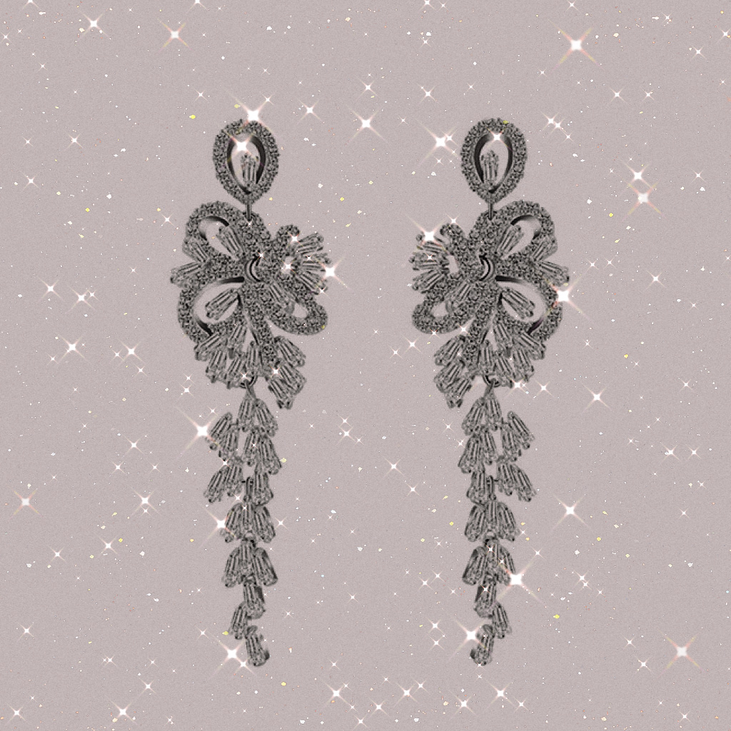 New product on the market! Super value five-pointed star bread earrings, a two-in-one design of ear thread and stud, fashionable and practical. Free gifts are waiting for you to claim! Versatile and elegant fringed bride earrings, long style details Picture