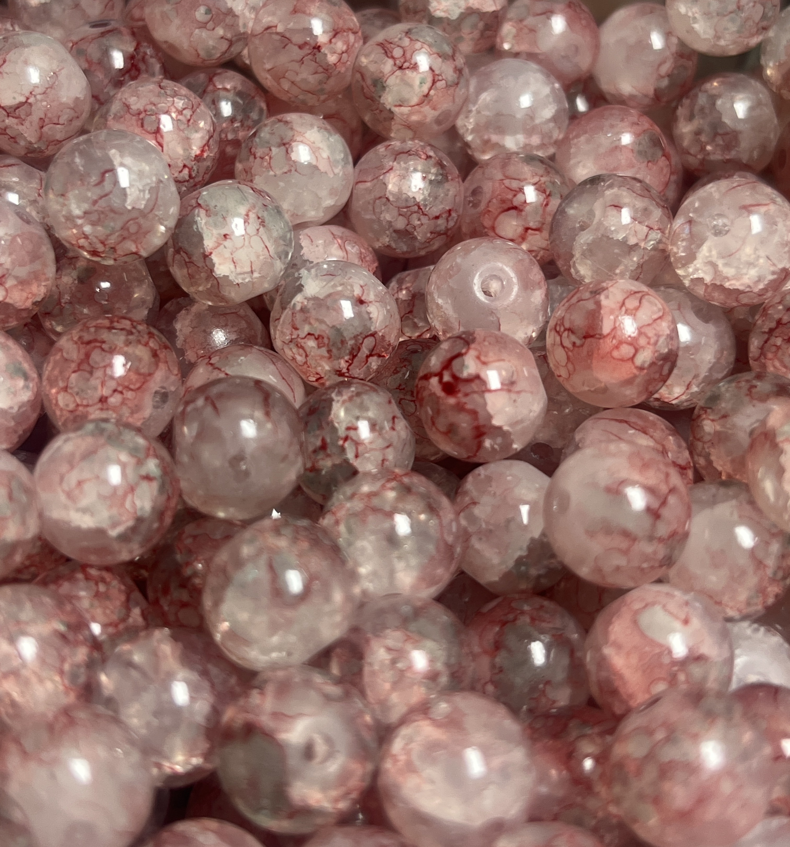10mm琉璃珠珠单色双色琉璃珠珠网红爆款琉璃串珠白底实物图
