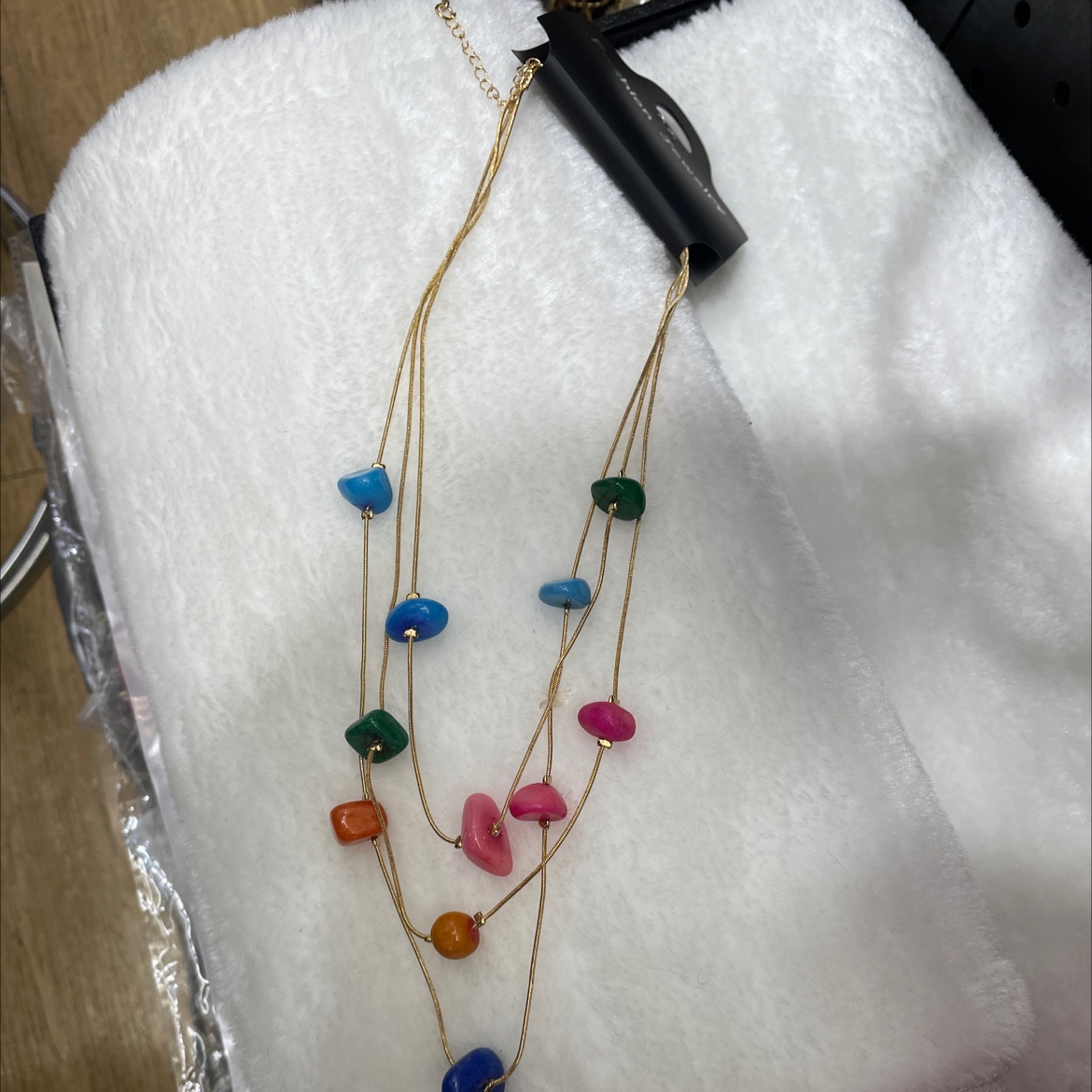 Stone copper chain necklace