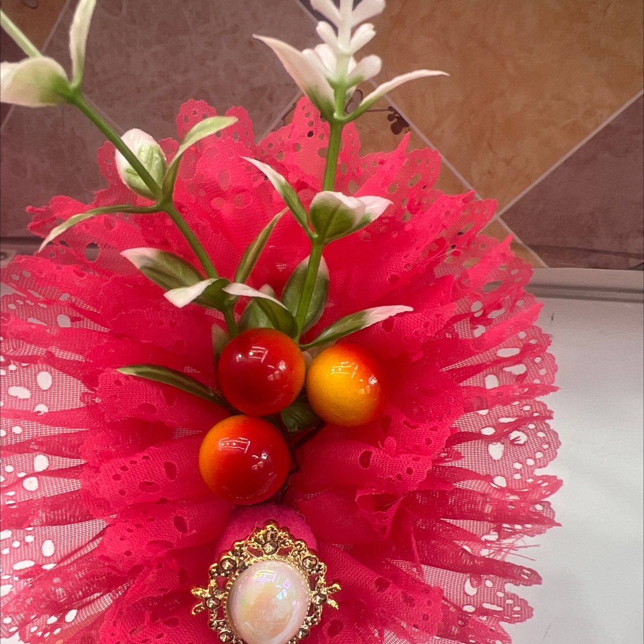 Children's large flower head buckle details Picture