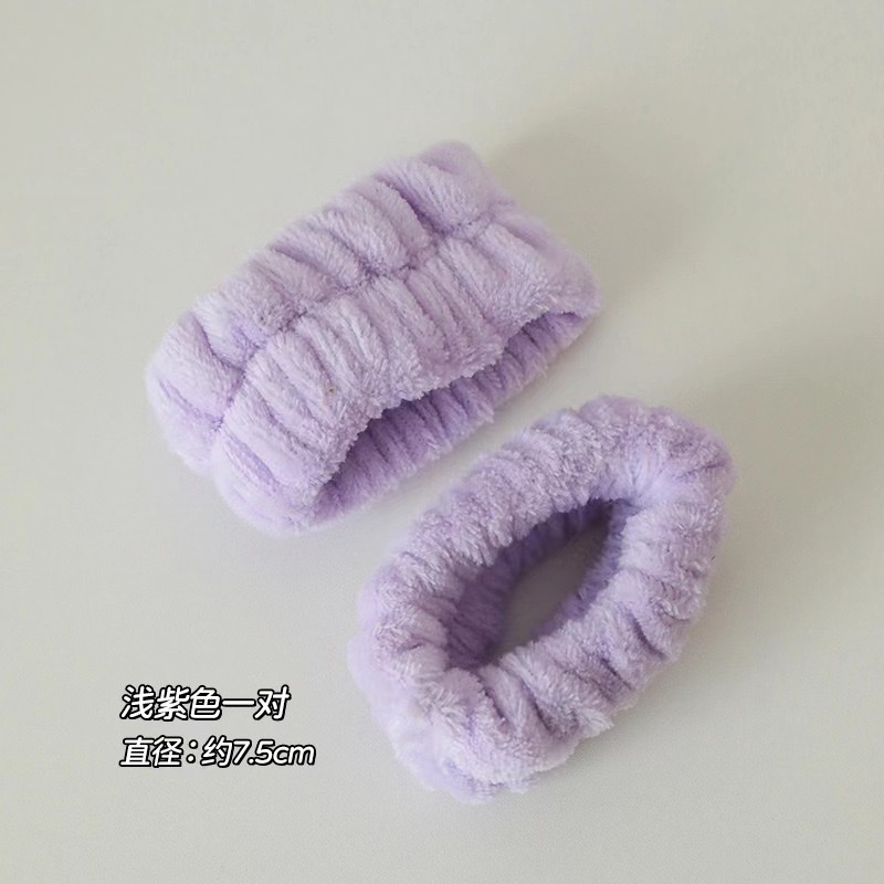 【2只装】秋冬毛绒洗脸手腕带洗漱防水防袖湿护腕带少女束发带 详情图12