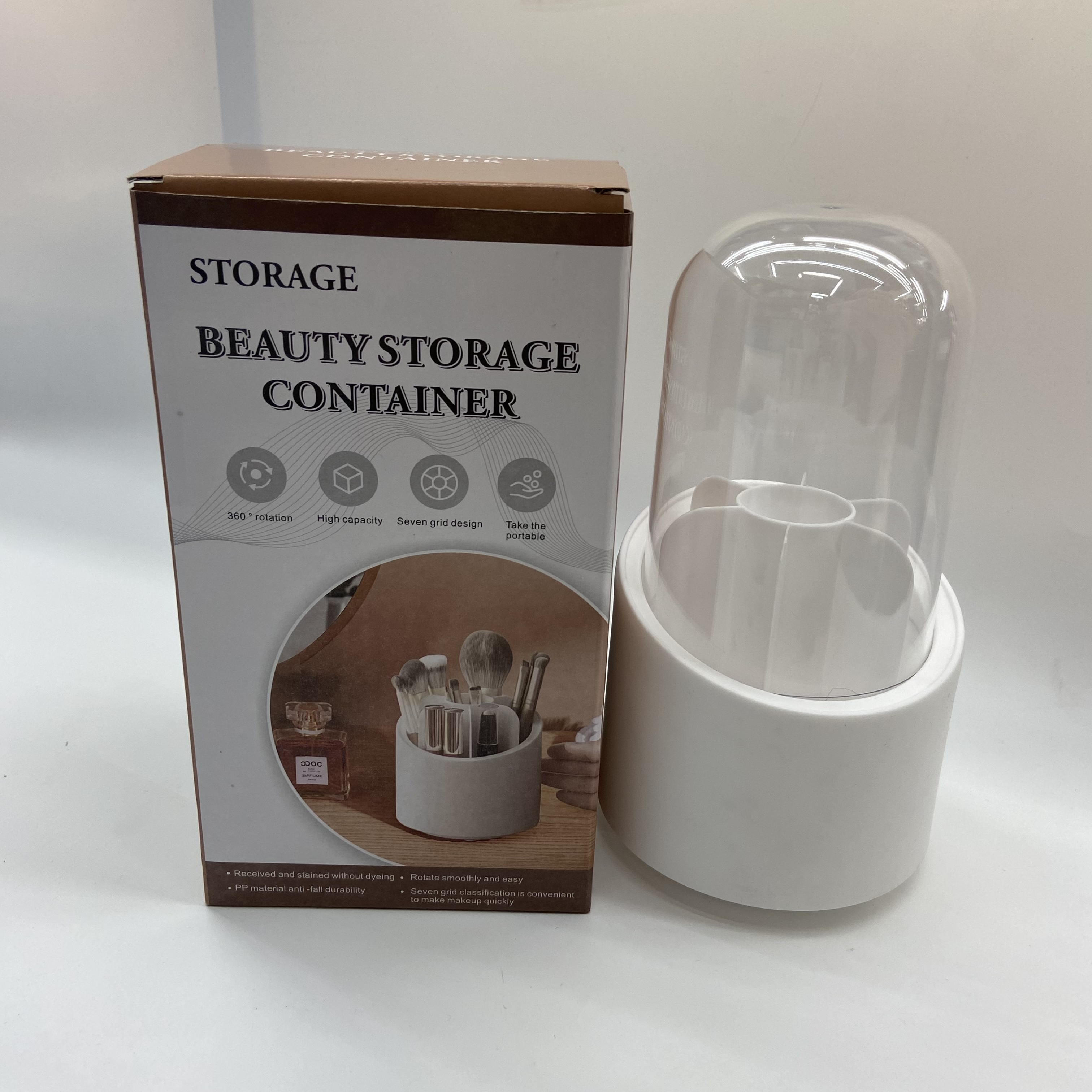 Makeup brush storage bucket, dust-proof rotating brush cylinder, transparent acrylic box, desktop lipstick and cosmetics storage box detail image 2
