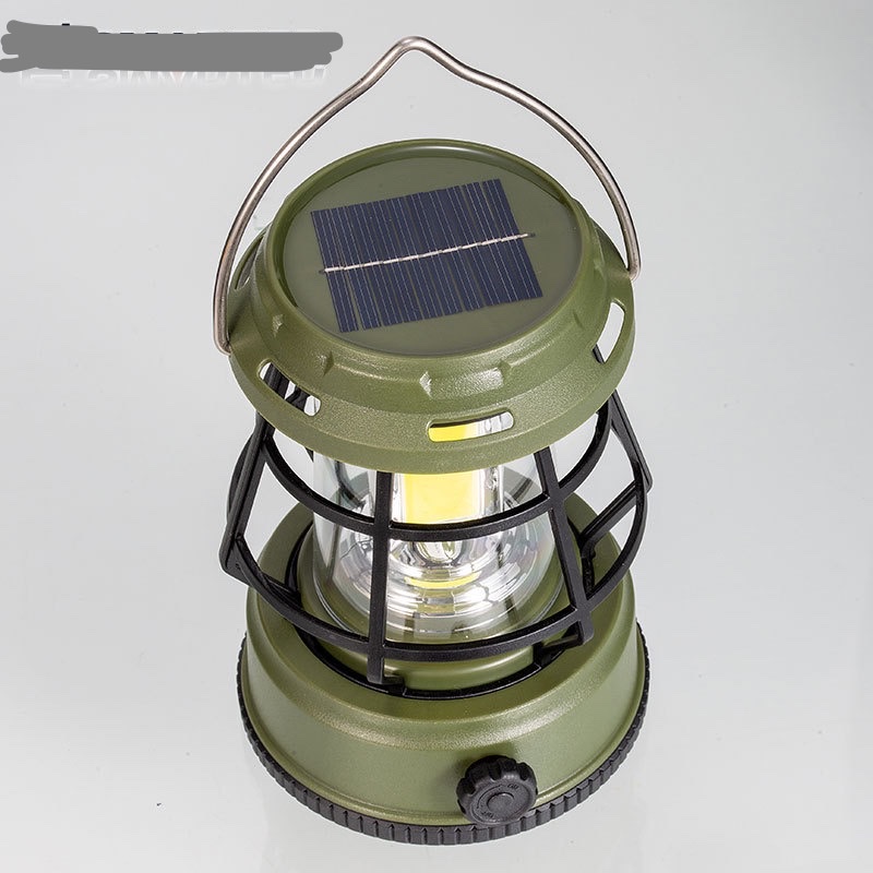 Retro lantern portable light outdoor multi-functional waterproof rechargeable long endurance field camping light Solar light Solar light garden light details Picture