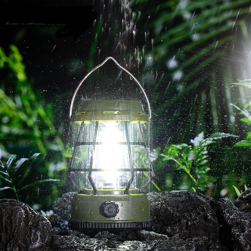 Retro lantern portable light outdoor multi-functional waterproof rechargeable long endurance field camping light Solar light Solar light garden light Specification drawing