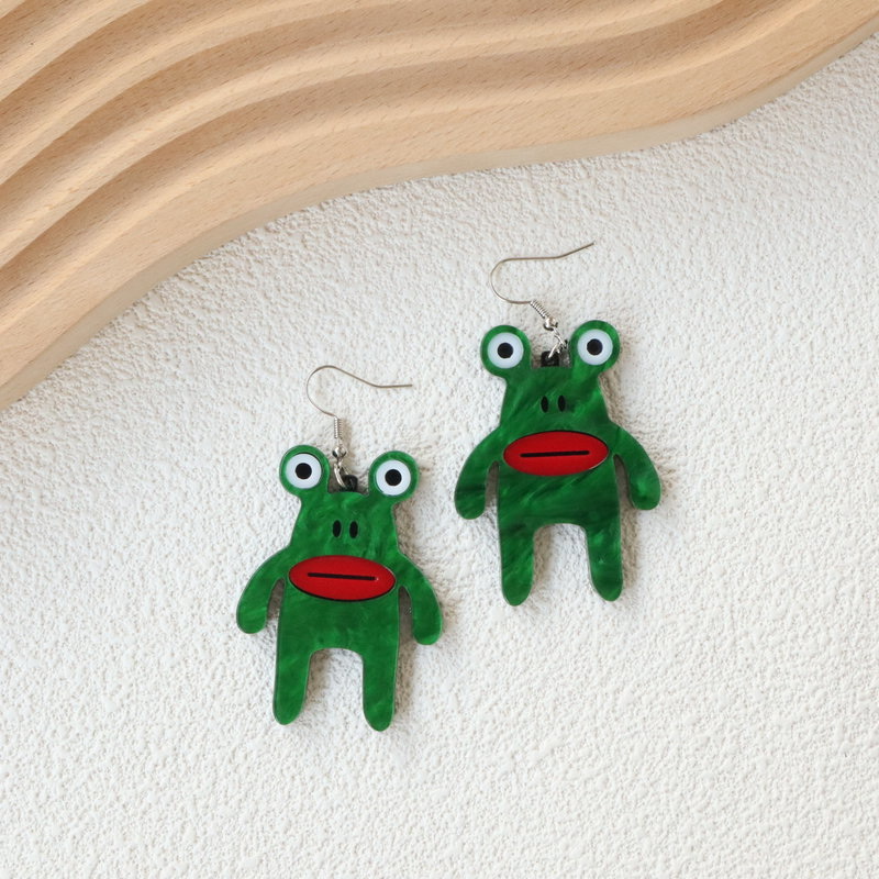 亚克力搞怪另类青蛙耳环夸张耳饰图