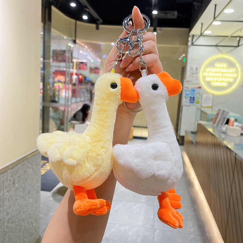 Plush cygnet bag pendant doll doll wholesale stall goods big white goose doll key buckle plush toy