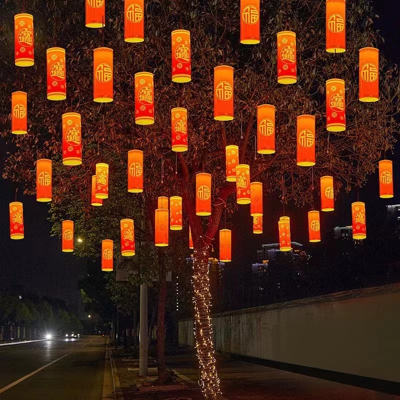 Outdoor hanging items, firecracker lights, 32cm waterproof hanging tree lights, street lighting, warm lighting project, atmosphere lights, urban tourist attractions, scenic spots, landscape photography, Spring Festival and National Day theme parties, event lighting, Chinese festivals Application Scenario