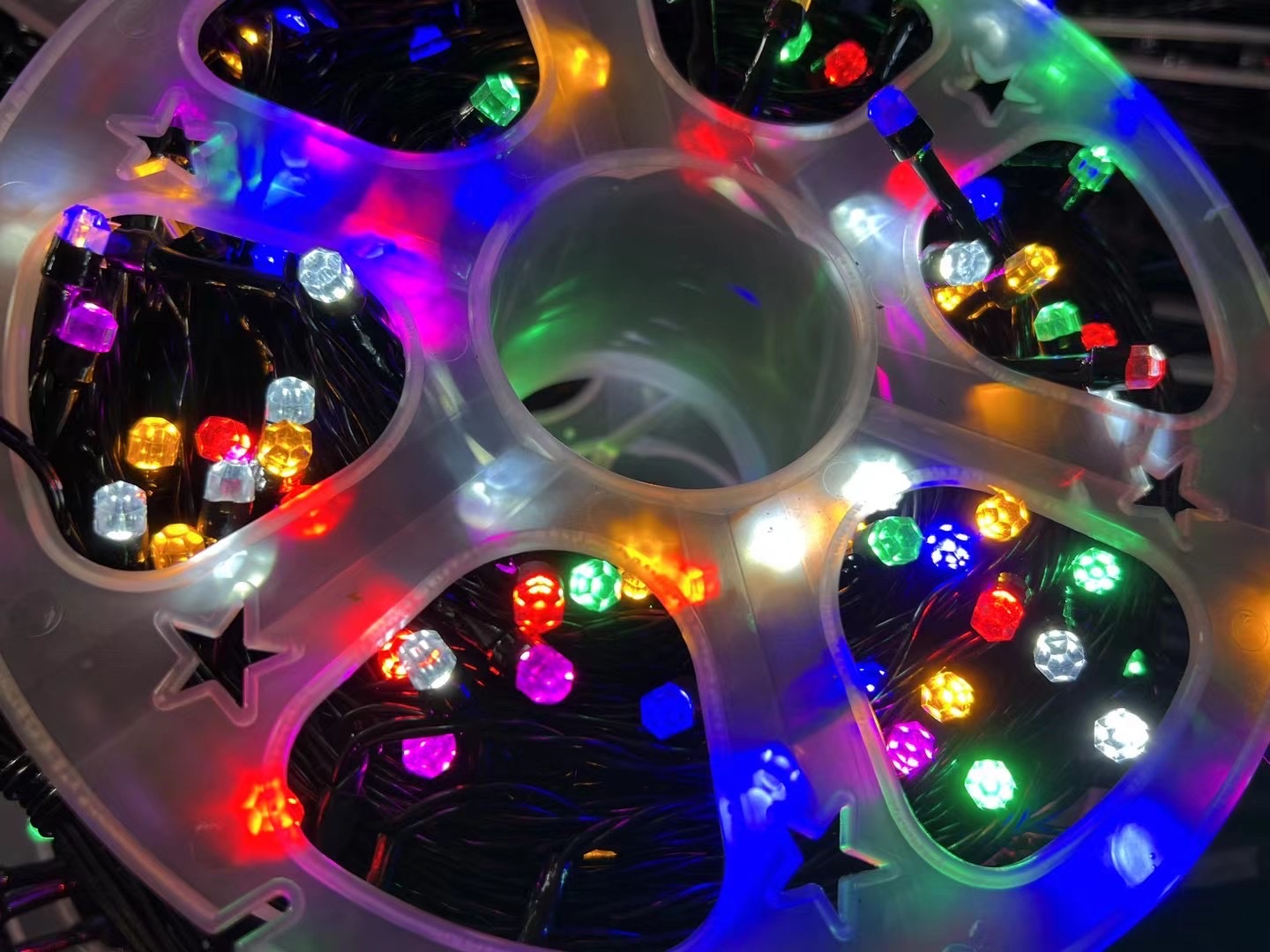 led light string, 50-meter hexagonal, 240 lamp plug, 220v round plug, colored light string, Christmas and Spring Festival decoration, starry sky light string, popular export light strip Item Picture