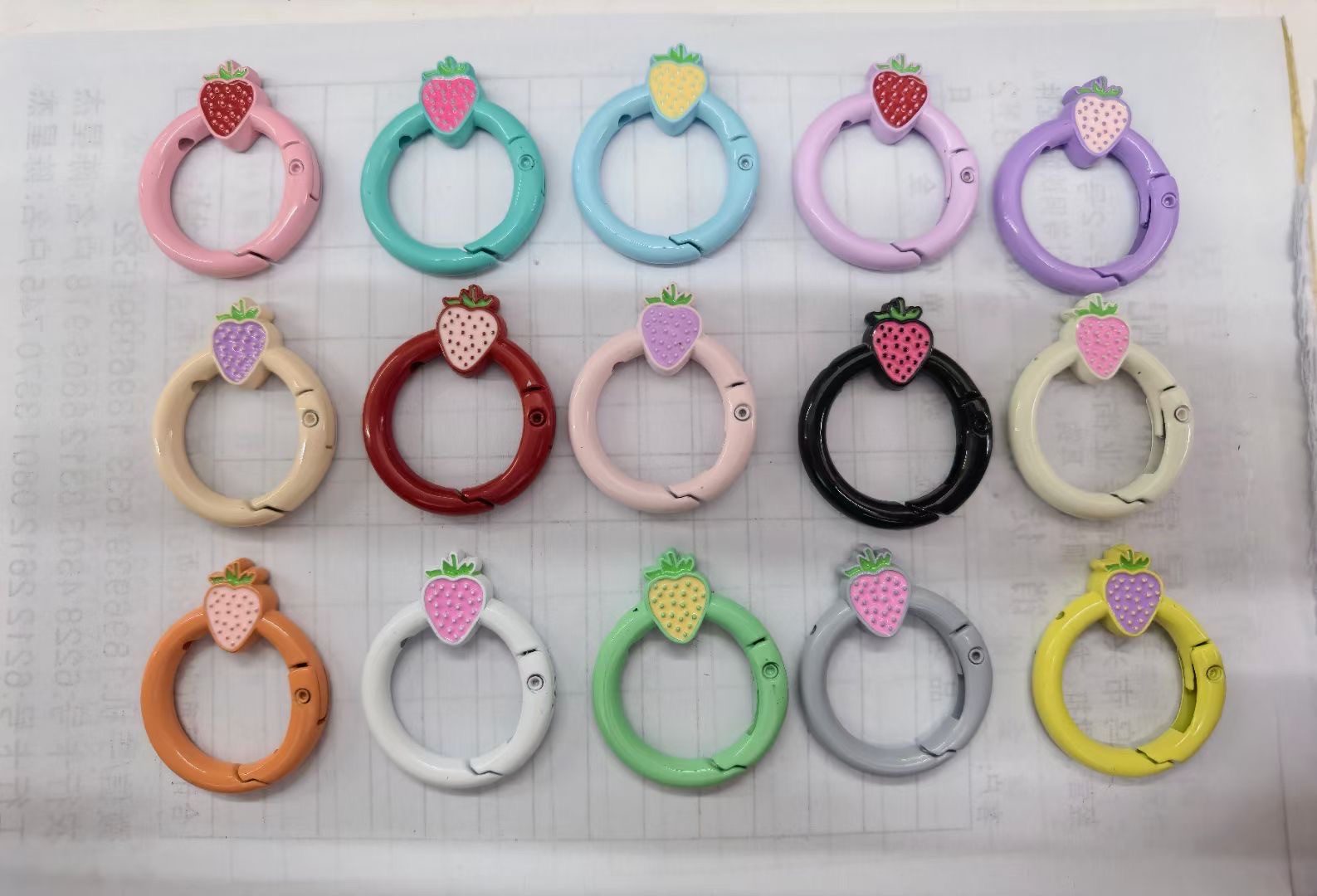 Baked paint heart spring buckle, zinc alloy open ring, spring ring, key chain, DIY jewelry, hardware accessories, connection ring Specification image