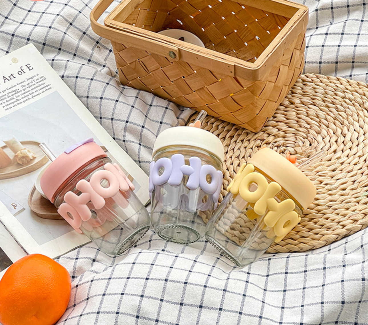 2024新款玻璃吸管杯字母硅胶防烫水套家用防烫杯子水杯创意学生宿舍家用水杯可爱水杯办公送礼摆摊神器便宜实惠送礼自用神器详情图3