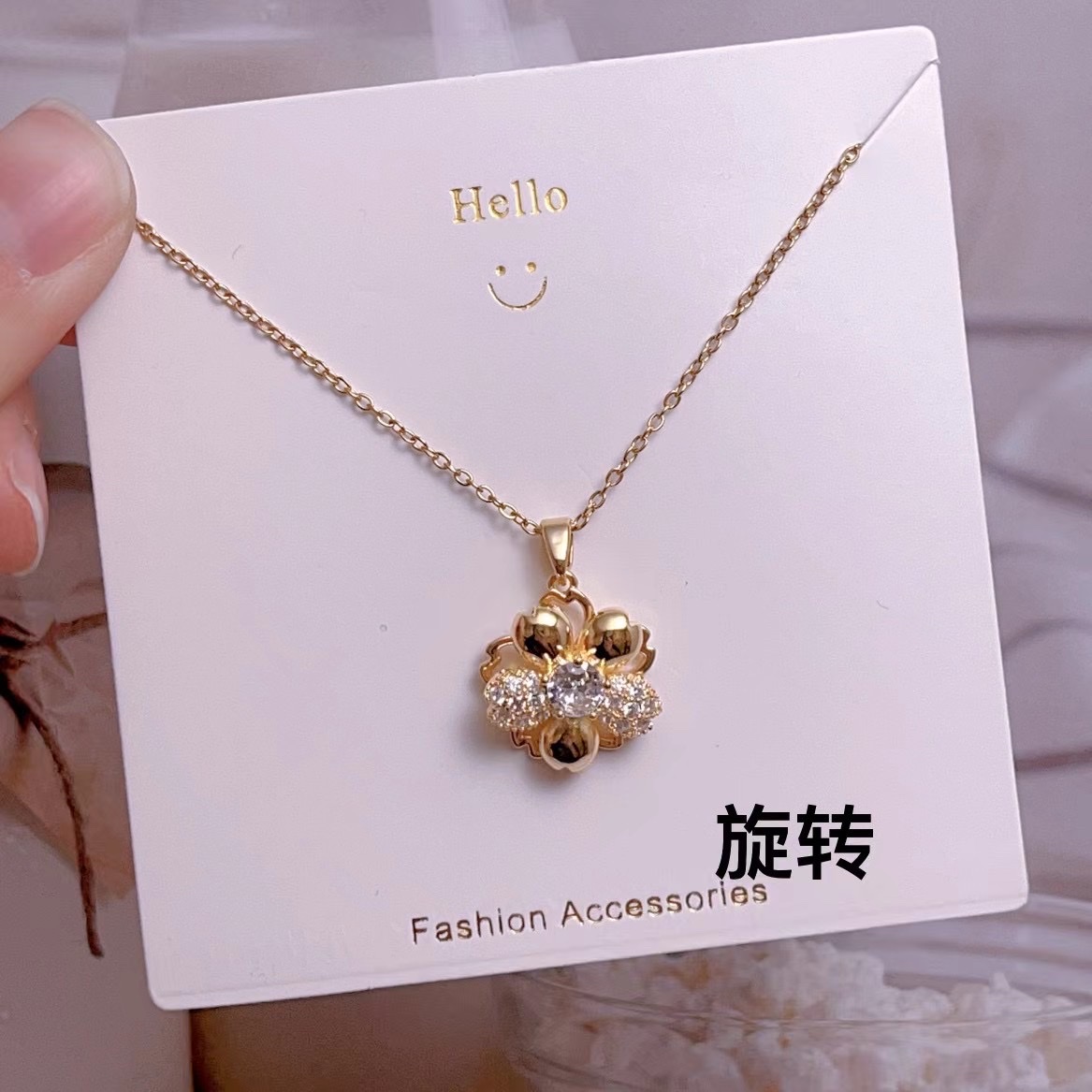 Rotary Zirconium Necklace High Quality Chain Zircon Jewelry Simple Fashion Women's Jewelry Exquisite Gift Specification drawing