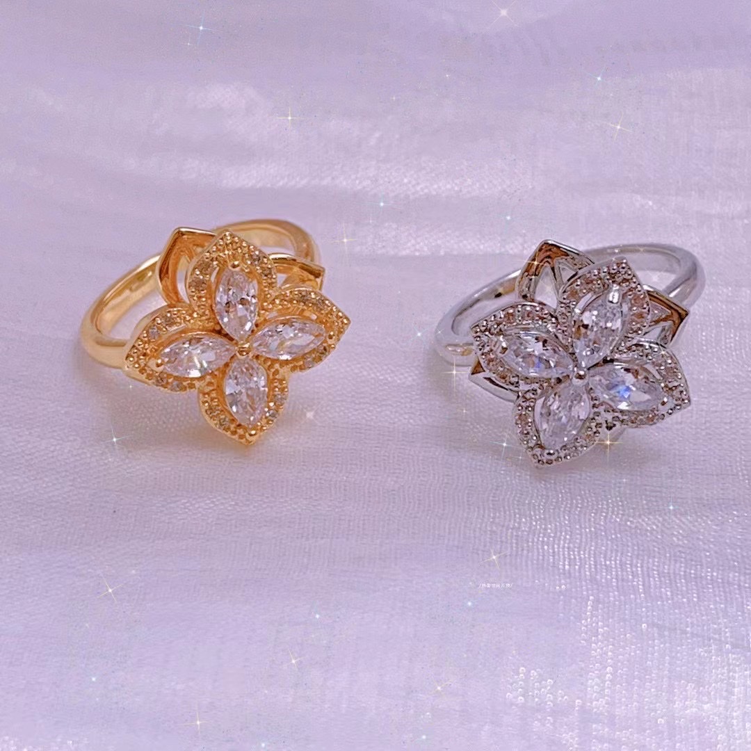 Rotary Set Zirconium Copper Material European And American Style Fashion Ring Simple Item Picture