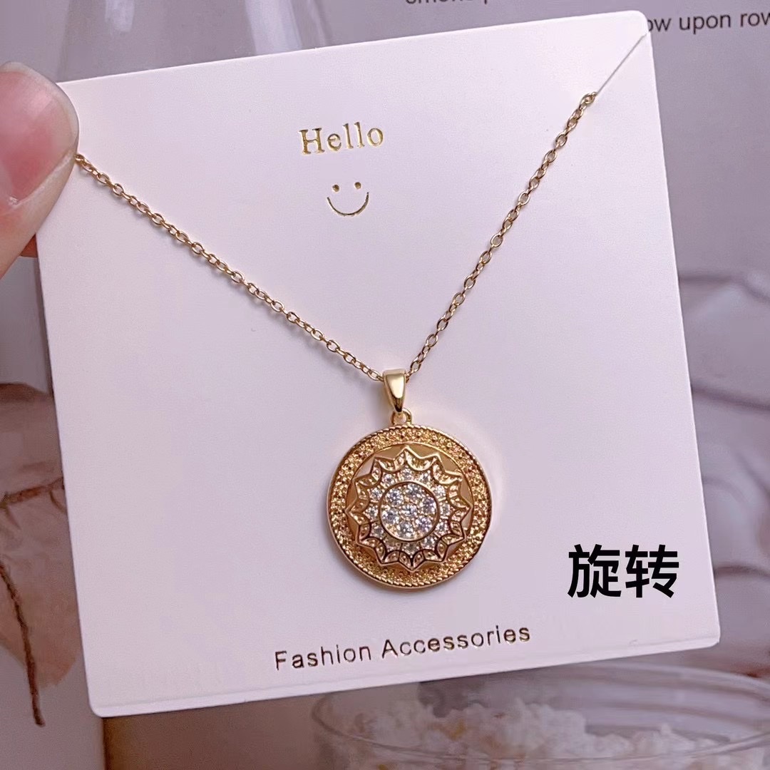Rotary Zirconium Necklace High Quality Chain Zircon Jewelry Simple Fashion Women's Jewelry Exquisite Gift