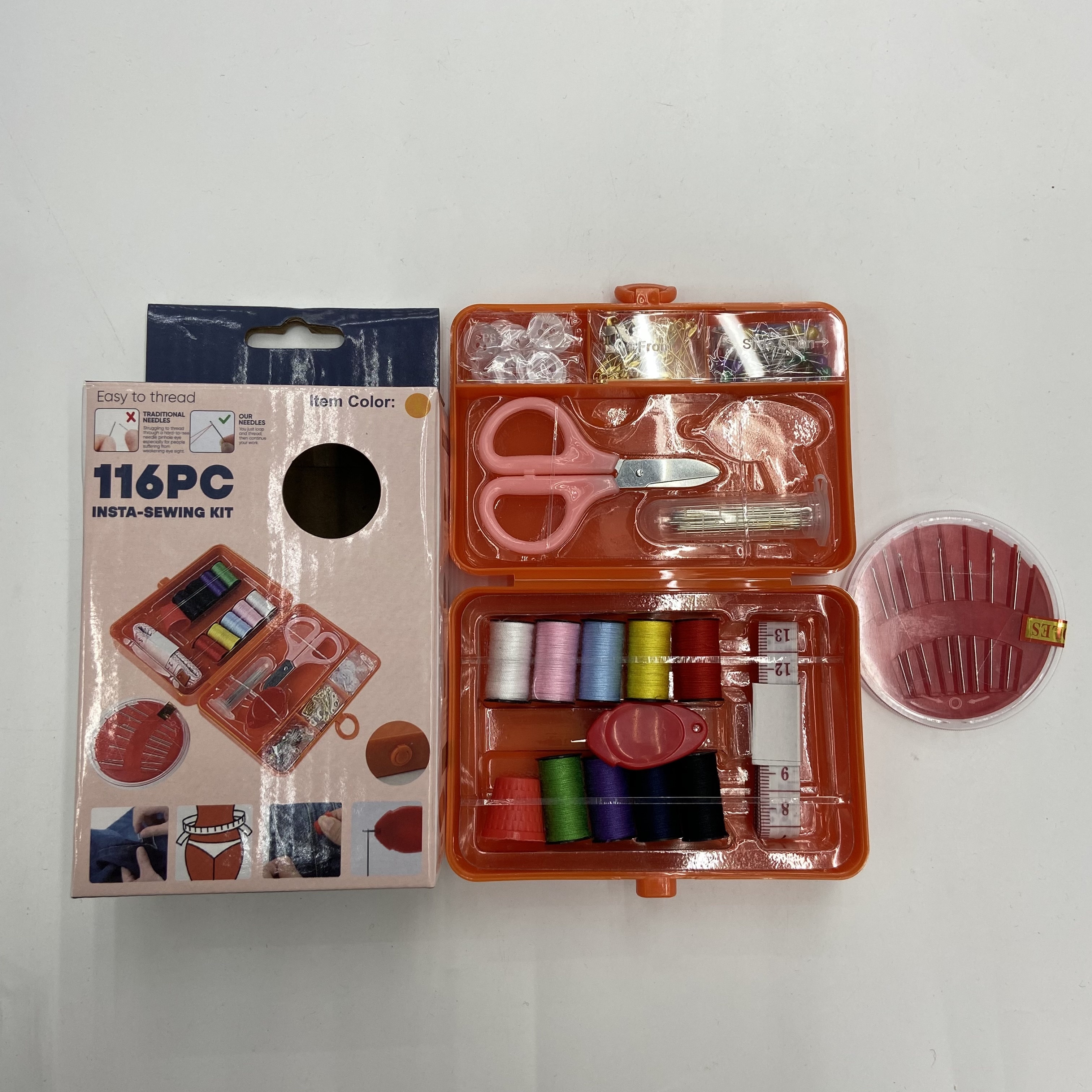 针线盒套装116件套家用缝补工具收纳包便携缝纫针线包