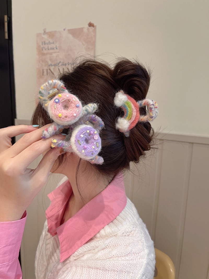 Autumn/Winter Donuts Color Red Felt Hairpin Premium Touch Shark Clip Accessories undefined