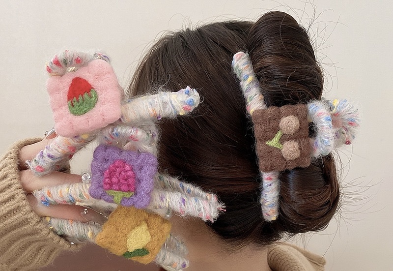 Cute Yarn Cartoon Strawberry Lemon Cherry Grape Grab Felt Accessory undefined